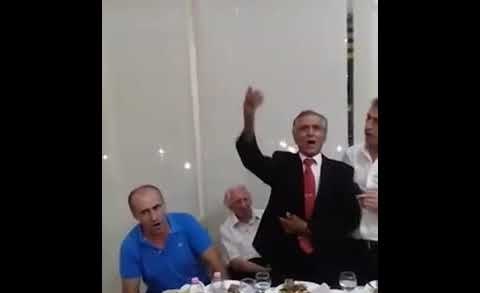 Tepelena's Mayor Tërmet Peçi singing for dictator Enver Hoxha