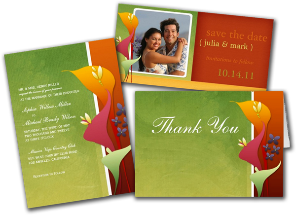  Floral Wedding Invitations Tangerine Lime Lily