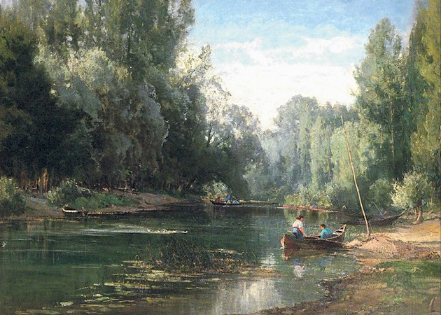 Wilhelm Riedel - En el río (el lago del bosque) - 1868