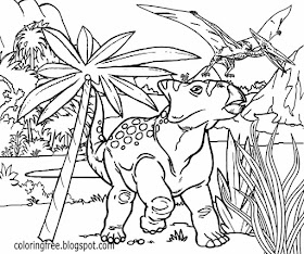 Primitive monster cartoon TV Science Fiction drawings fun to color early Jurassic dinosaurs for kids