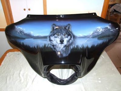 Wolf Airbrushed Mural on Harley Davidson Fairing 1