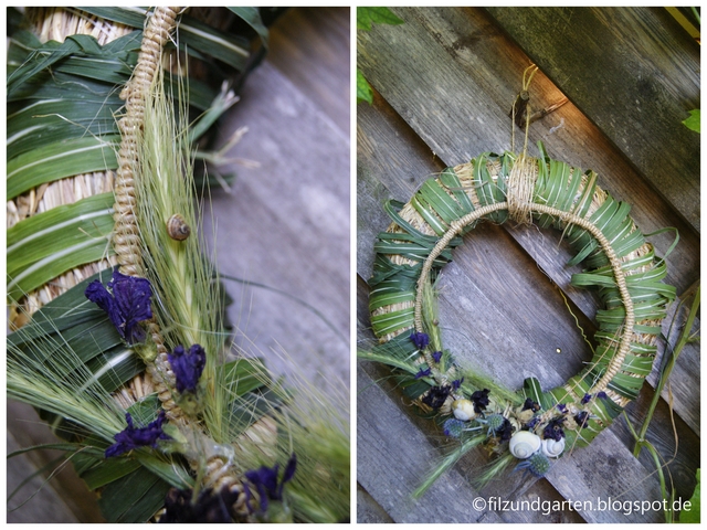 DIY - Sommerlicher Kranz mit getrockneten Stockrosen-Blüten