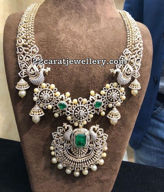 Jhumka Design Diamond Peacock Set