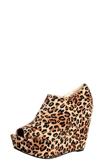 Rihanna Leopard Peeptoe Wedge Shoe Boot - Boohoo Â£20.00