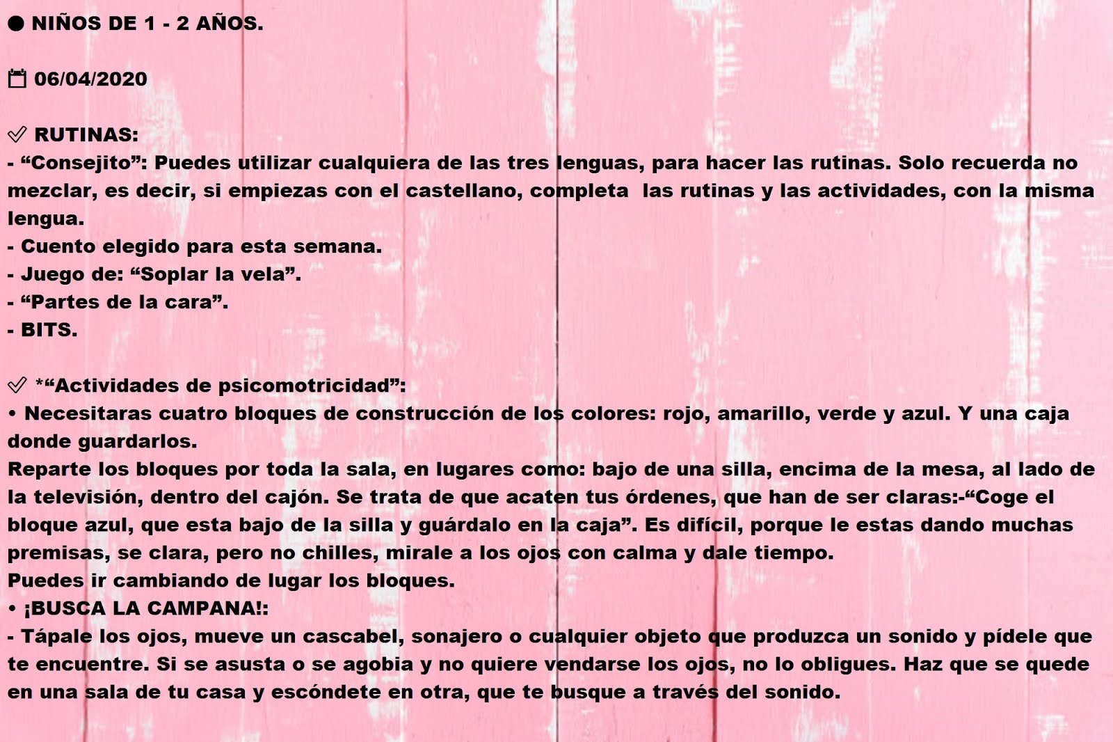 PARA NIÑOS DE 1 A 2 AÑOS. 7/04/2020
