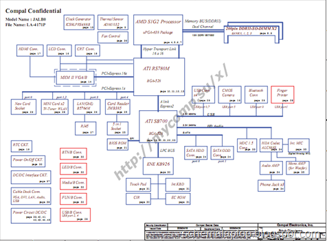 Acer Aspire 4130 4430 4530 5530 5530g 5230 - Compal LA-4171P Free Download Laptop Motherboard Schematics 