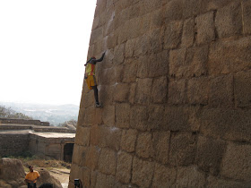 Jyothi Raj climbing fort walls