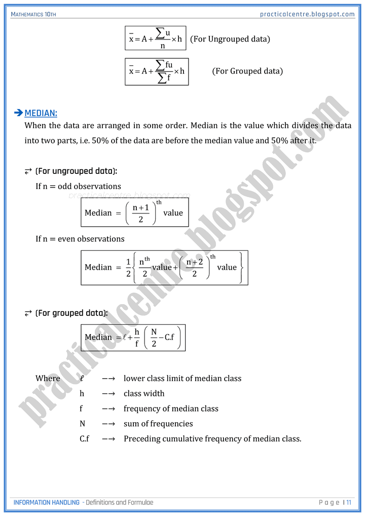 information-handling-definitions-and-formulas-mathematics-10th