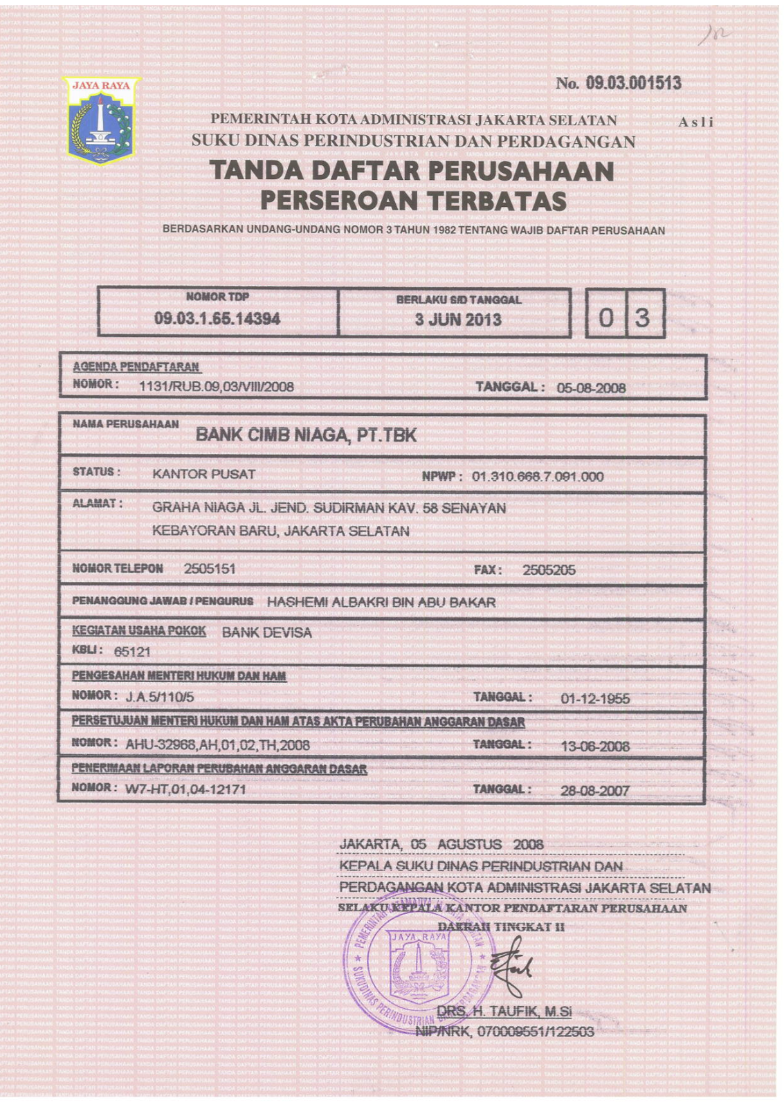 Contoh Gambar Surat Izin Usaha Industri