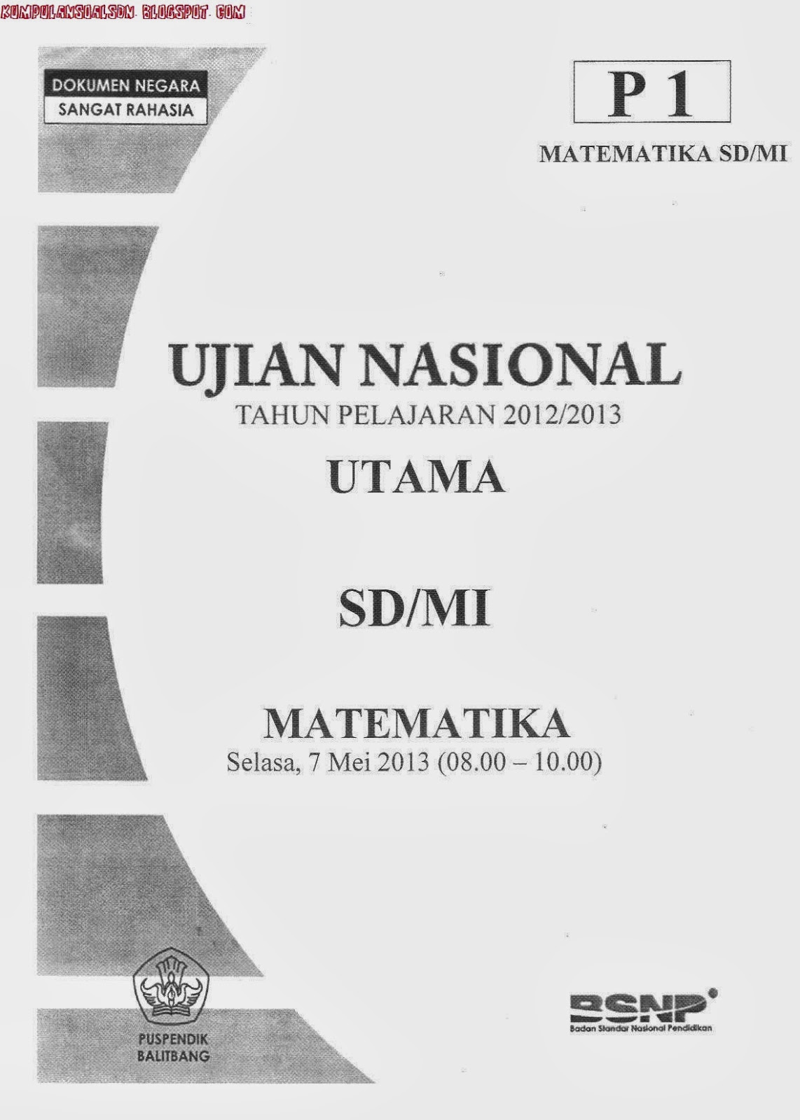 Soal UN Utama Matematika Kelas 6 SD TA 2012/2013  Portal 