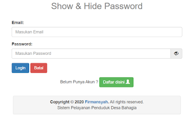 hasil source code show hide password