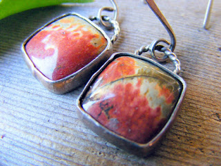 opaque jasper gemstone sterling silver earrings