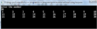 C program to print n numbers without loop