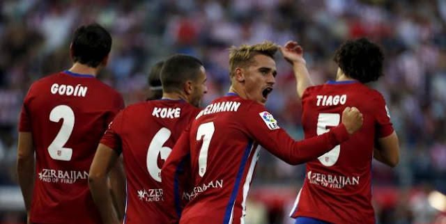 Les joueurs de l'Atletico Madrid célébrant un but lors d'un match de Liga