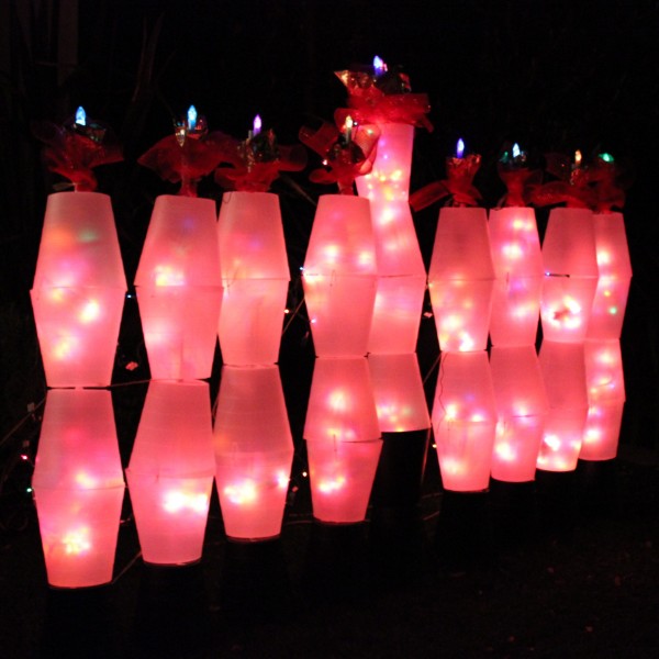 Mega Menorahs using waste bins