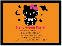 Hello Kitty Halloween Party Card