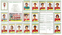 REAL MURCIA C. F. Temporada 1983-84. Álbum FUTBOL 84 Liga de 1ª y 2ª División. Editorial Panini. Escudo, ECHEVARRÍA, DEL BARRIO, GUINA, LÓPEZ, SEBAS. CERVANTES, Equipo, CAMPELLO, PELEGRÍN, MOYANO. VIDAÑA, HIGINIO, SIERRA, NÚÑEZ II, FIGUEROA, SALAMANCA.