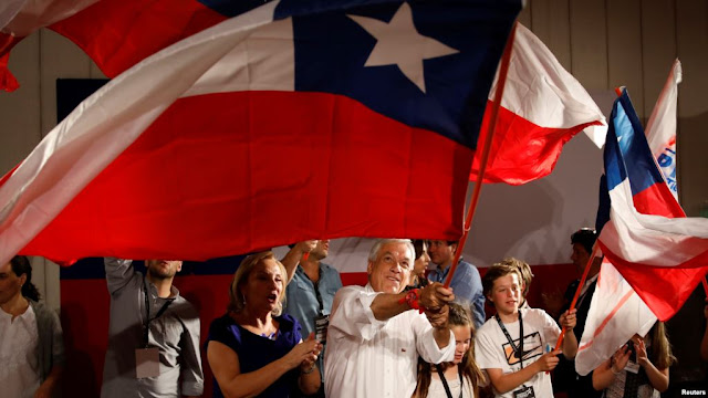 Expresidente Piñera adelante en elecciones de Chile: habrá 2a. vuelta.