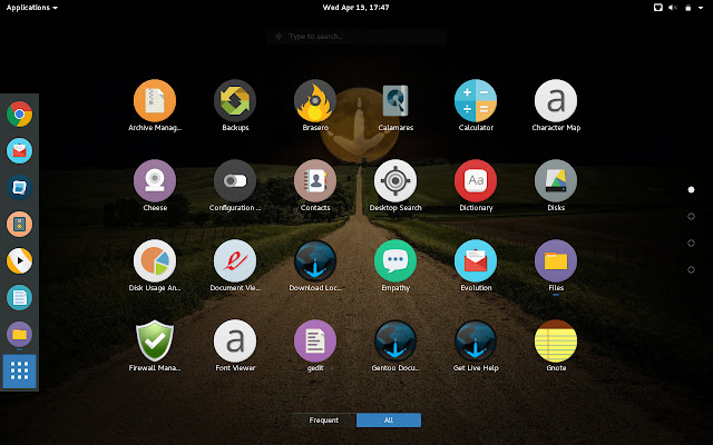 Traditional GNOME 3 Application List