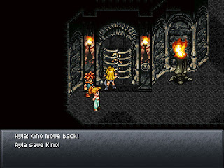The party finds Kino, trapped inside a cell in the Tyranno Lair, a dungeon in Chrono Trigger.