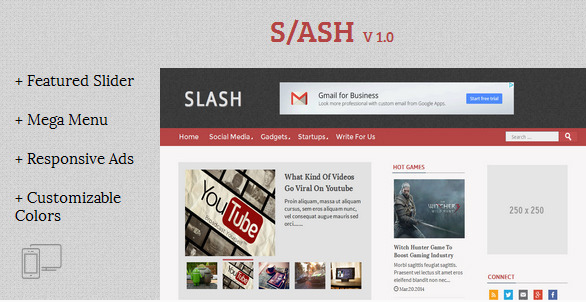 Slash Tech Magazine Free Responsive  Blogger Template 