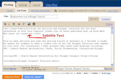 Add a Subtitle to a Blogger Post