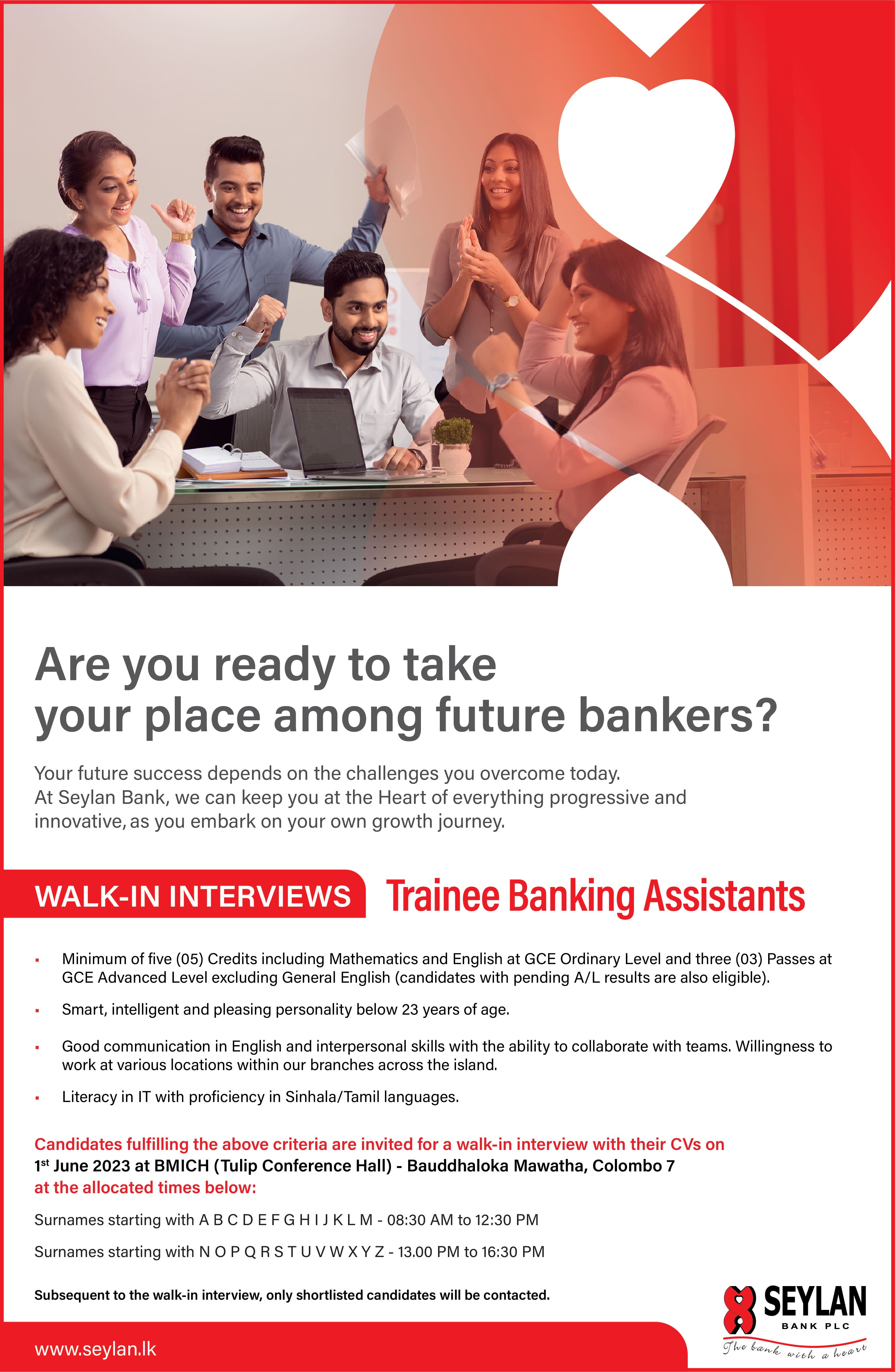 Trainee Banking Assistants Interview For Seylan Bank 2023 June