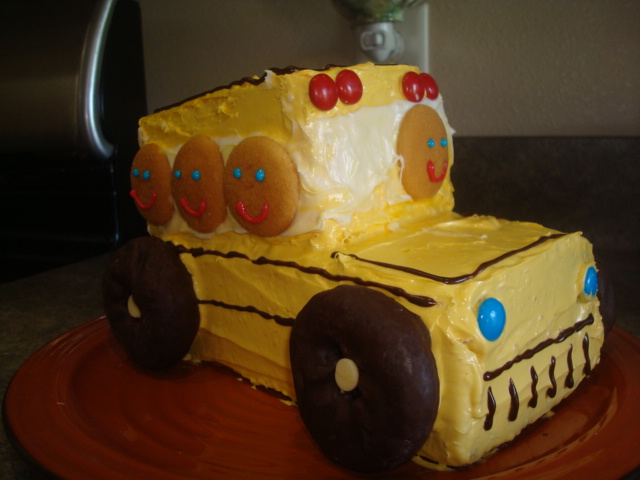 We made our school bus cake again this time instead of buying pound cake 