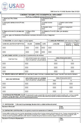 USAID biodata form 2021