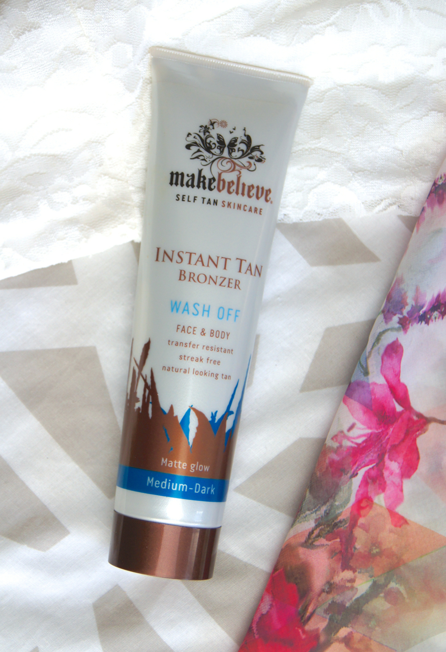 make believe instant tan wash off bronzer review swatch