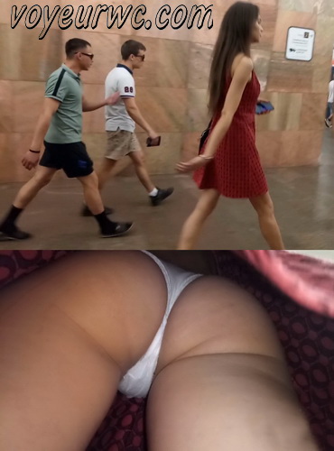 Upskirts N 3456-3468 (Upskirt voyeur videos with girls teasing with their butts on the escalator)