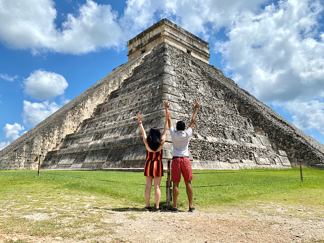 Bryan and Val soak in the energy emanating from the Temple of Kukulcán.