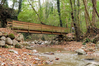 Pasarela de madera de la riera d'Arbúcies en el Montseny