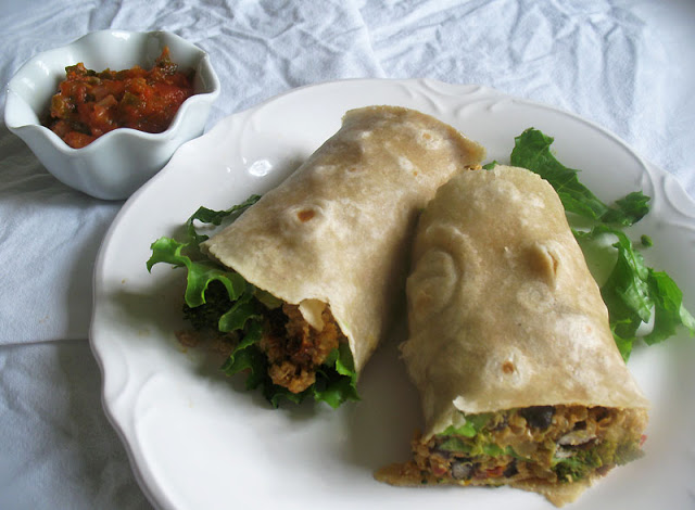 Broccoli, Quinoa and Black Bean Burrito with Cashew Sauce