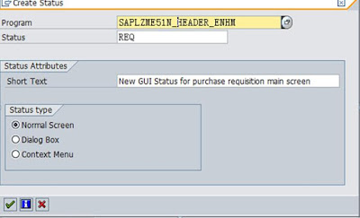 Add a Custom Screen on Purchase Requisition Header By Replacing Standard GUI Status