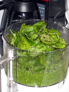 Preparing the pesto