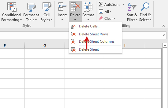 حذف الصفوف الفارغة في برنامج Excel