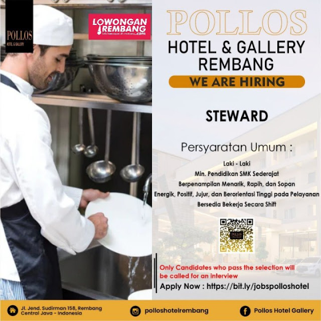 Lowongan Kerja Pegawai Steward Pollos Hotel and Gallery Rembang