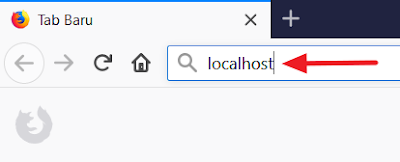 Menuliskan localhost di address bar browser