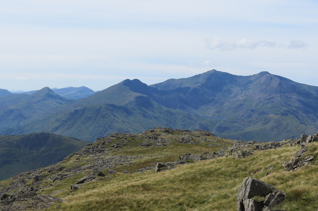 The main peaks of Snowdon - Yr Aran, Y Lliwedd, Snowdon and Garnedd Ugain.