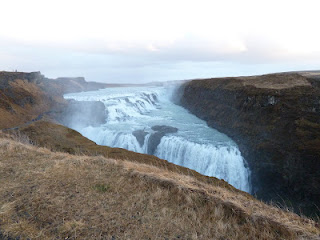 view from on top of Gullfoss Waterfall in Iceland