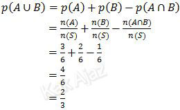 Peluang A atau B = p(A∪B) = p(A) + p(B) - p(A∩B)
