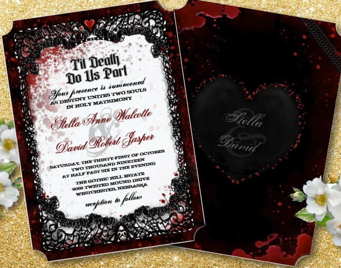 Bloody Elegant Halloween Wedding Invitation | Julie Alvarez Designs