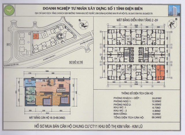 MẶT BẰNG CÁC CĂN HỘ KIM VĂN KIM LŨ CT11