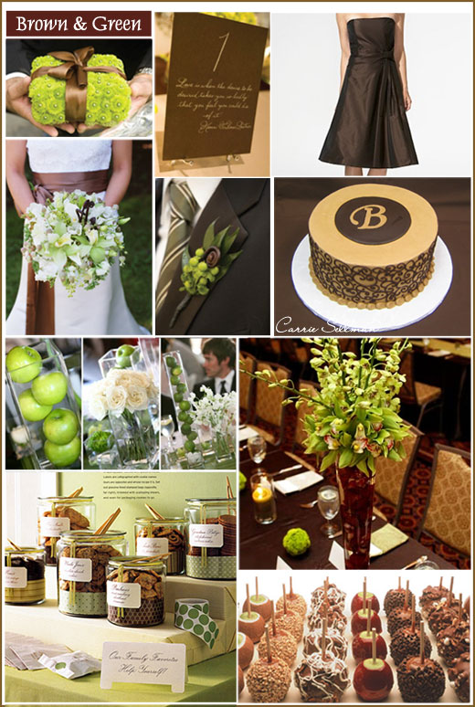 Com show how a green and brown wedding offers an autumn feel with a modern