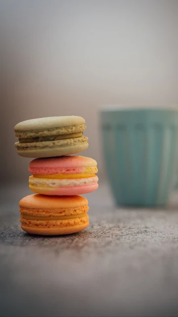 HD Wallpaper Macarons, Cookies, Colorful, Cup