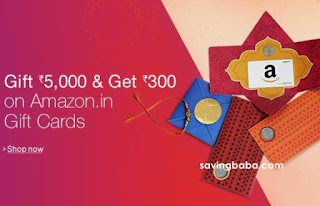 Free Rs. 300 Amazon Gift Card on Purchase of Amazon Gift Cards worth Rs. 5000