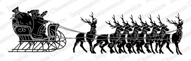 Santa with Sleigh slimline stamp from Impression Obsession Stamps