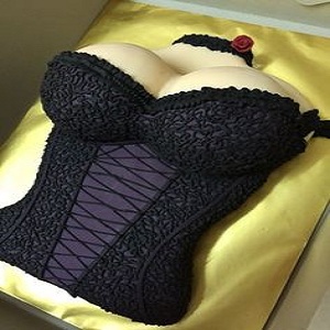 A black bra cake design