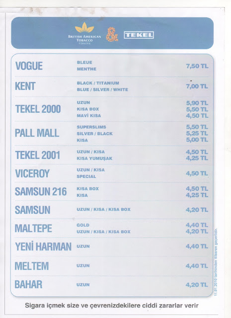 perakende fiyat listesi